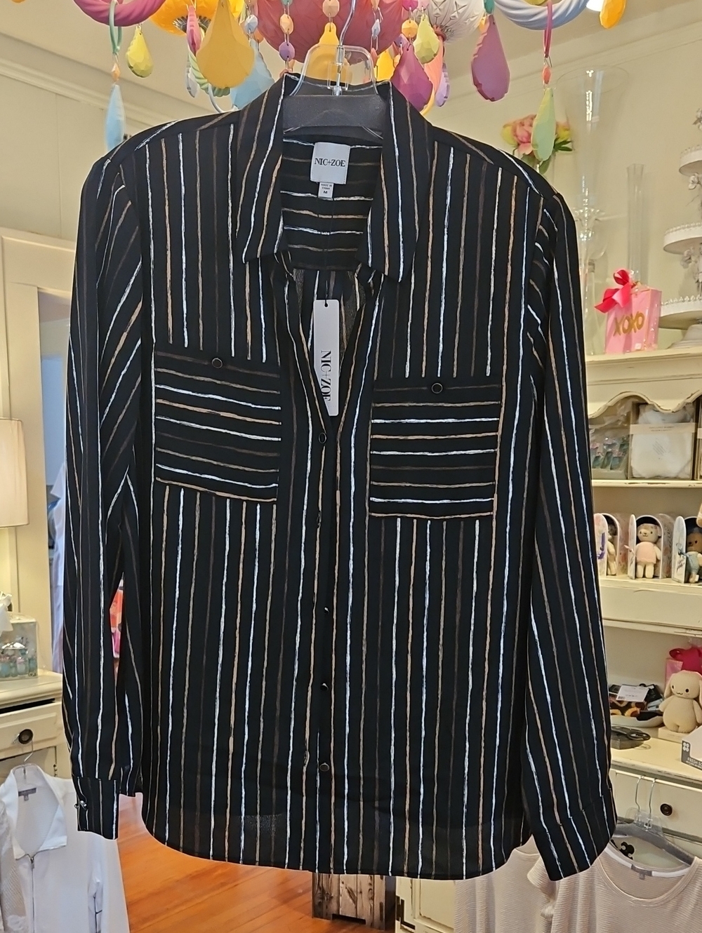 NIC+ZOE Black Shirt With Stripes
